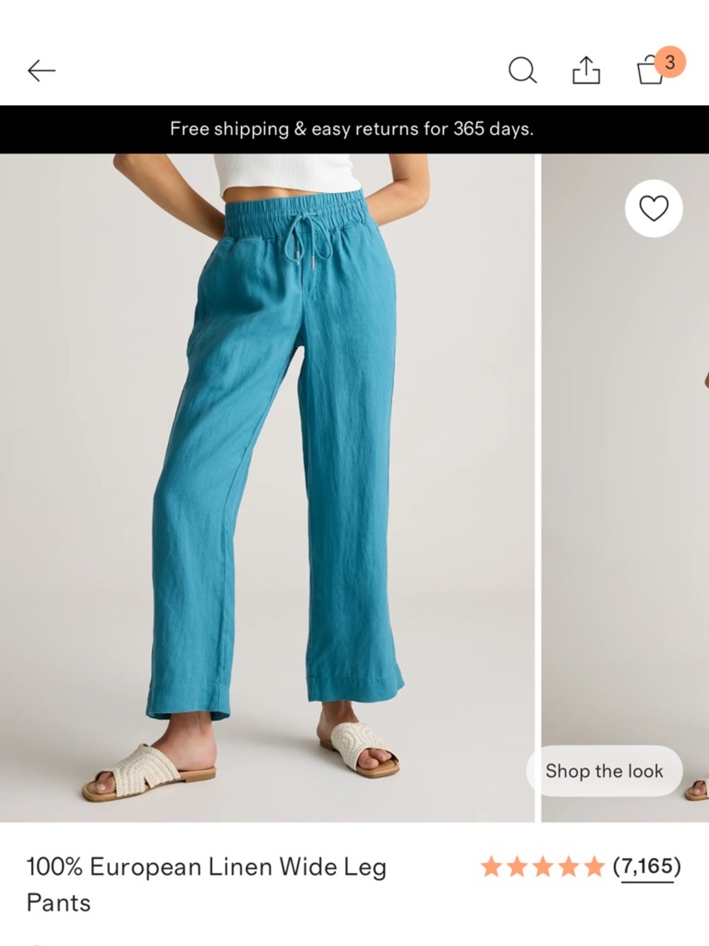 Quince Wide-Leg Elastic Waist Pants in Teal